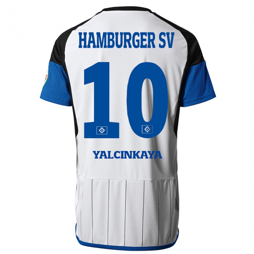 Damen Fußball Bilal Yalcinkaya #10 Weiß Heimtrikot Trikot 2023/24 T-Shirt Luxemburg