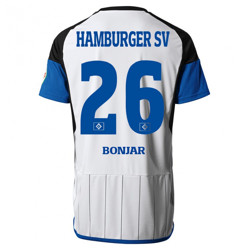 Damen Fußball Amir Bonjar #26 Weiß Heimtrikot Trikot 2023/24 T-Shirt Luxemburg