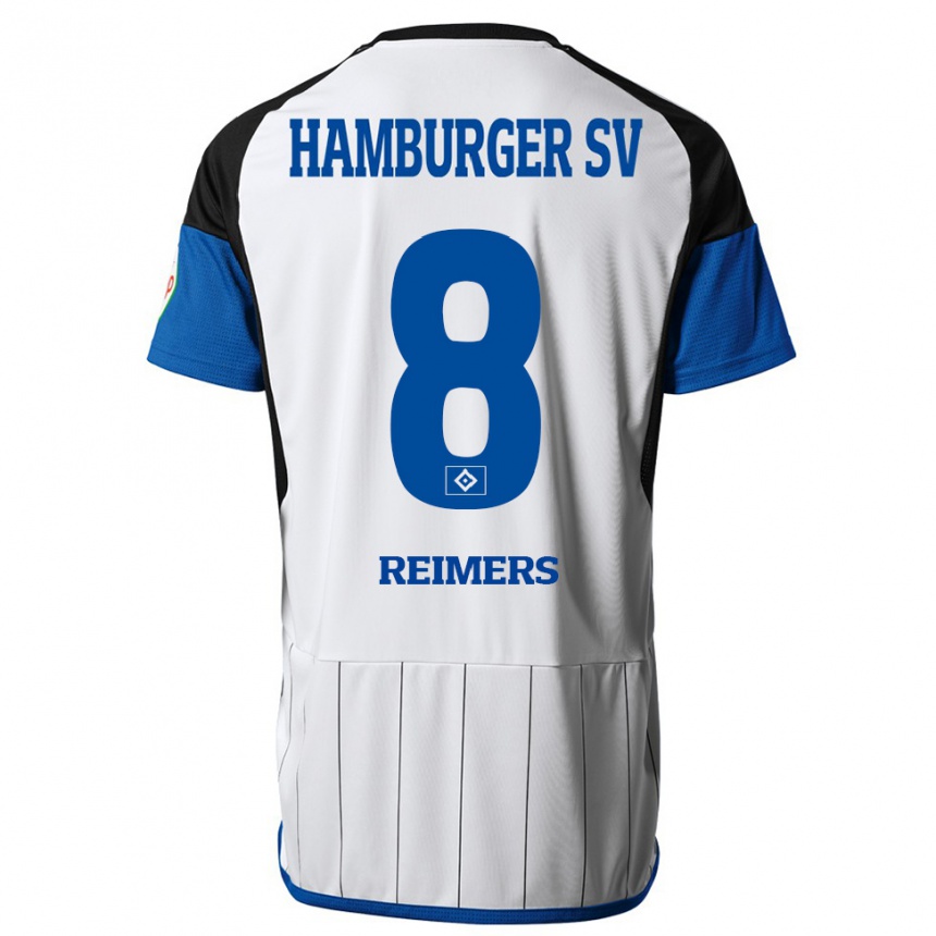 Damen Fußball Moritz Reimers #8 Weiß Heimtrikot Trikot 2023/24 T-Shirt Luxemburg