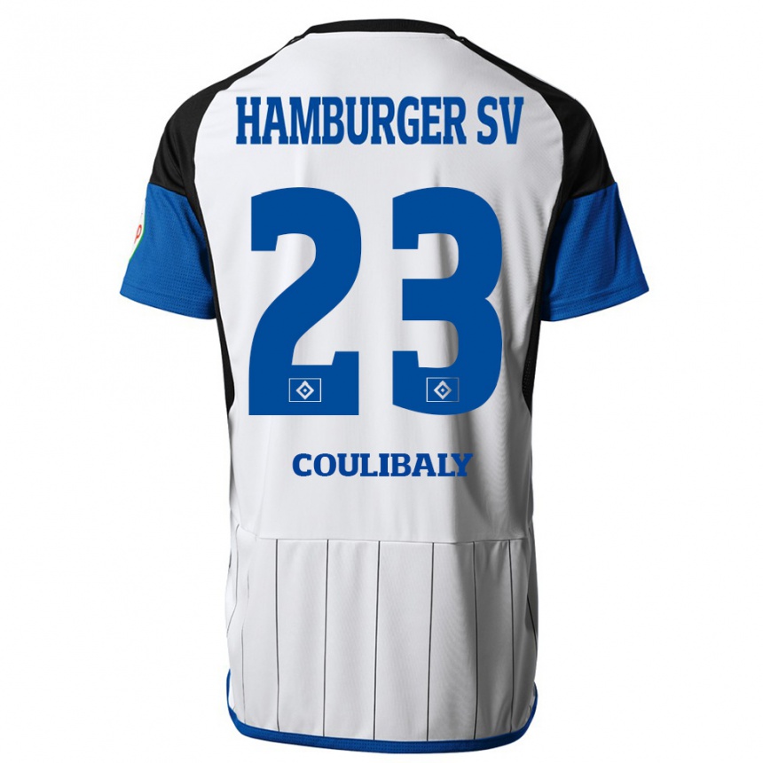 Damen Fußball Karim Coulibaly #23 Weiß Heimtrikot Trikot 2023/24 T-Shirt Luxemburg