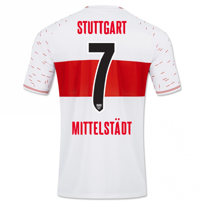 Damen Fußball Maximilian Mittelstädt #7 Weiß Heimtrikot Trikot 2023/24 T-Shirt Luxemburg
