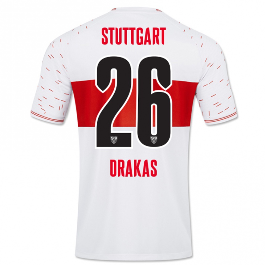 Damen Fußball Babis Drakas #26 Weiß Heimtrikot Trikot 2023/24 T-Shirt Luxemburg