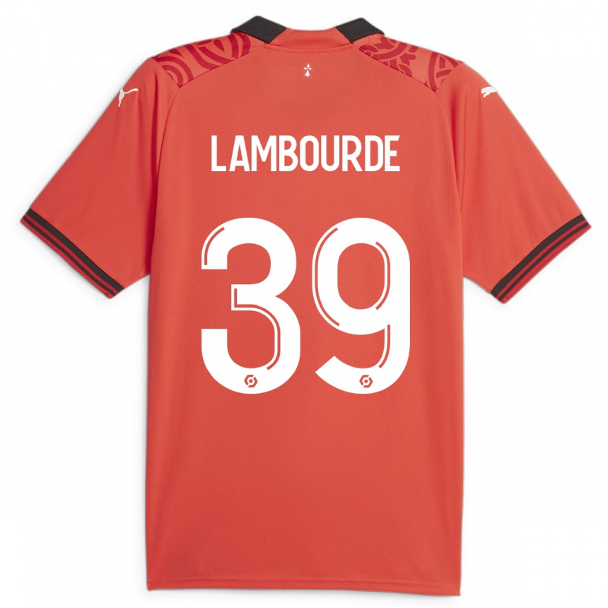 Damen Fußball Mathis Lambourde #39 Rot Heimtrikot Trikot 2023/24 T-Shirt Luxemburg