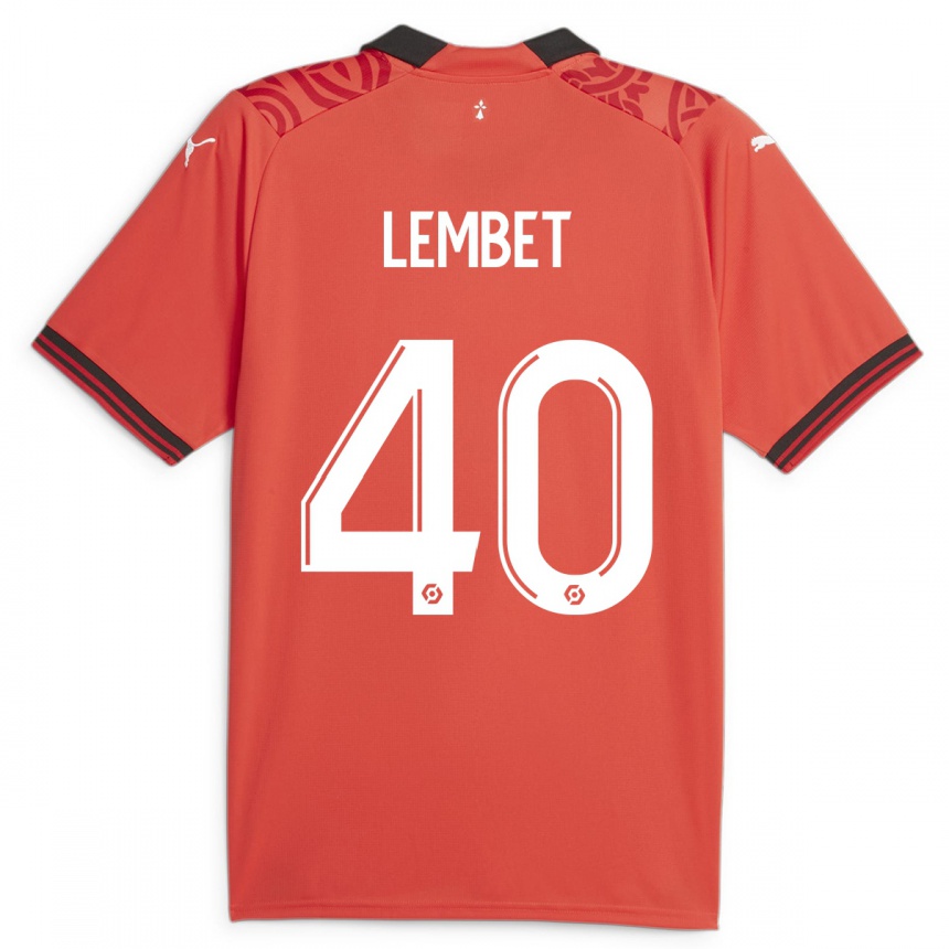 Damen Fußball Geoffrey Lembet #40 Rot Heimtrikot Trikot 2023/24 T-Shirt Luxemburg