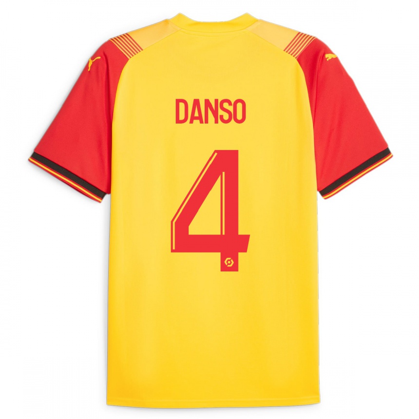 Damen Fußball Kevin Danso #4 Gelb Heimtrikot Trikot 2023/24 T-Shirt Luxemburg