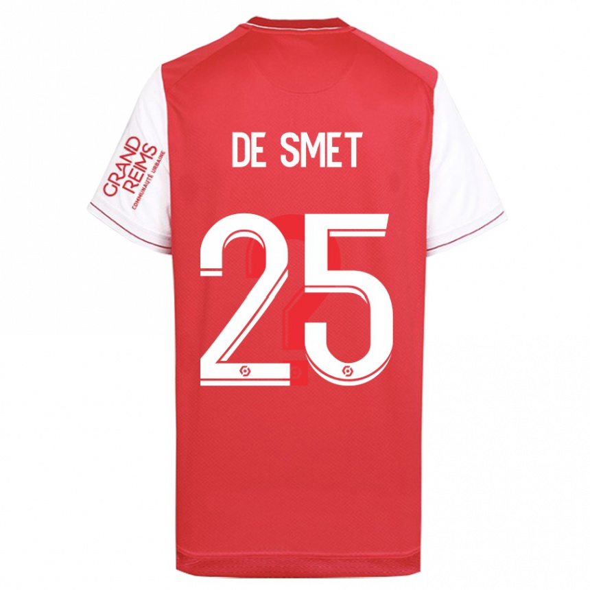 Damen Fußball Thibault De Smet #25 Rot Heimtrikot Trikot 2023/24 T-Shirt Luxemburg