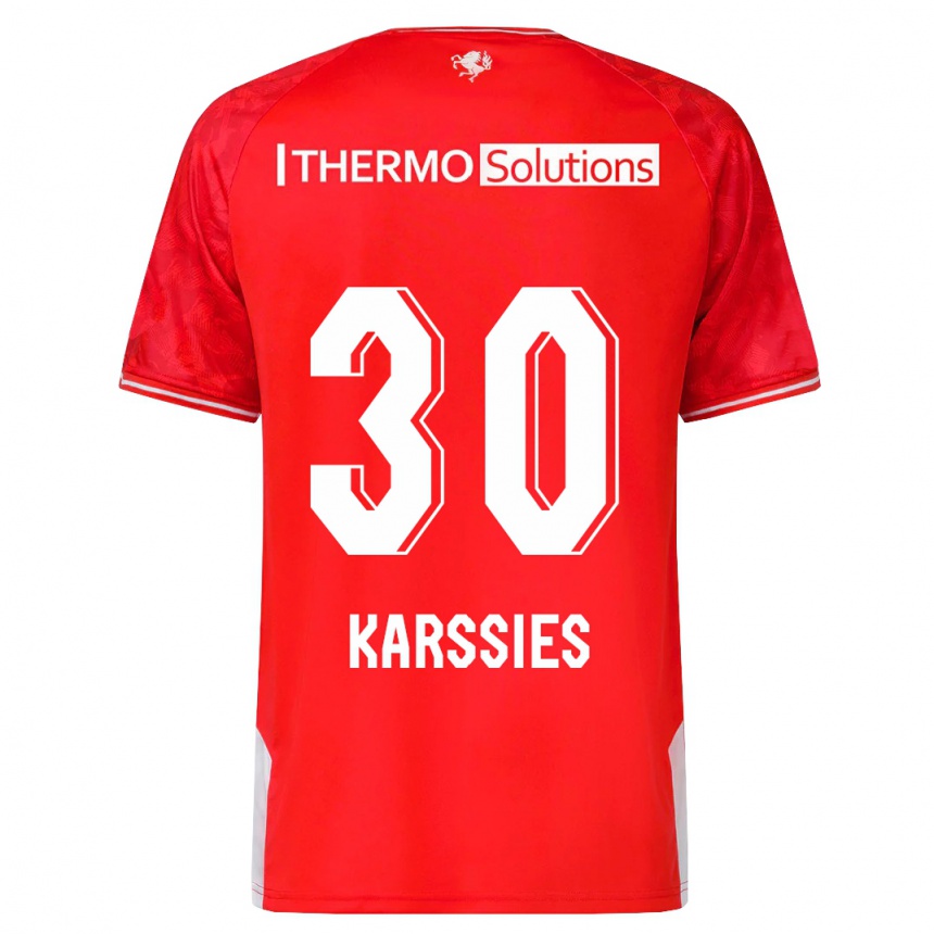 Damen Fußball Sam Karssies #30 Rot Heimtrikot Trikot 2023/24 T-Shirt Luxemburg