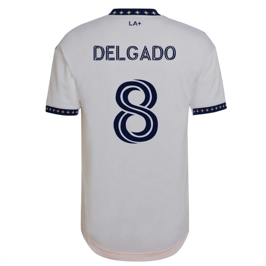 Damen Fußball Mark Delgado #8 Weiß Heimtrikot Trikot 2023/24 T-Shirt Luxemburg