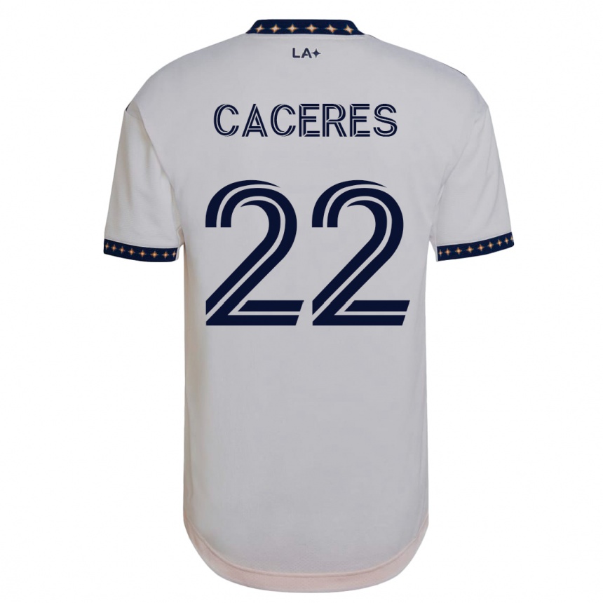 Damen Fußball Martín Cáceres #22 Weiß Heimtrikot Trikot 2023/24 T-Shirt Luxemburg