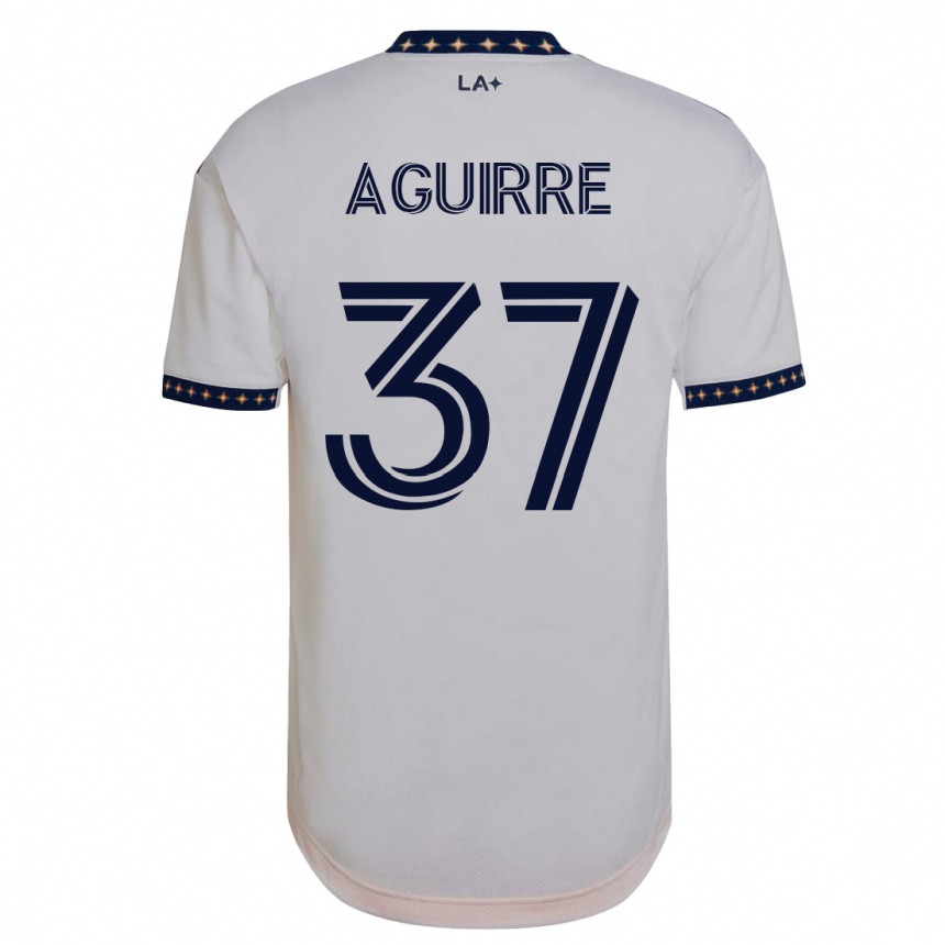 Damen Fußball Daniel Aguirre #37 Weiß Heimtrikot Trikot 2023/24 T-Shirt Luxemburg