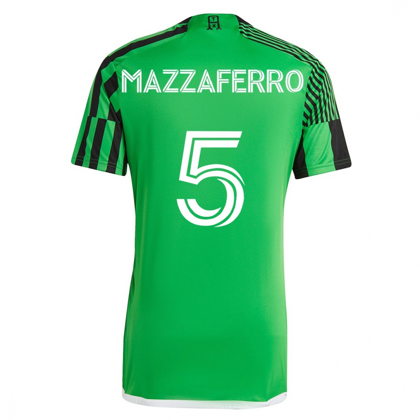 Damen Fußball Salvatore Mazzaferro #5 Grün Schwarz Heimtrikot Trikot 2023/24 T-Shirt Luxemburg