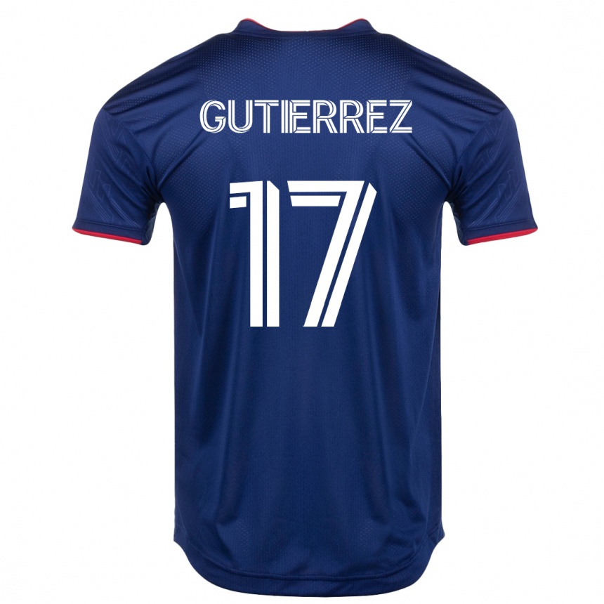 Damen Fußball Brian Gutiérrez #17 Marine Heimtrikot Trikot 2023/24 T-Shirt Luxemburg