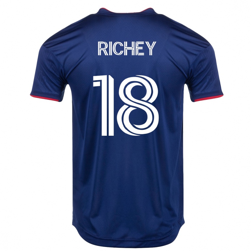 Damen Fußball Spencer Richey #18 Marine Heimtrikot Trikot 2023/24 T-Shirt Luxemburg