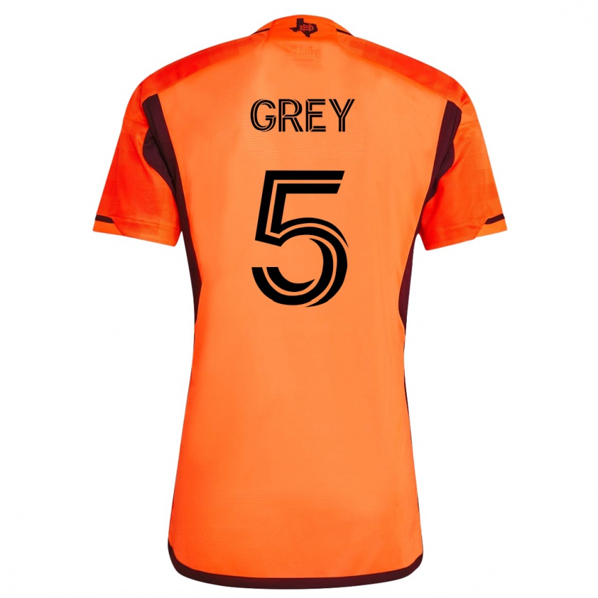 Damen Fußball Omar Grey #5 Orangefarben Heimtrikot Trikot 2023/24 T-Shirt Luxemburg