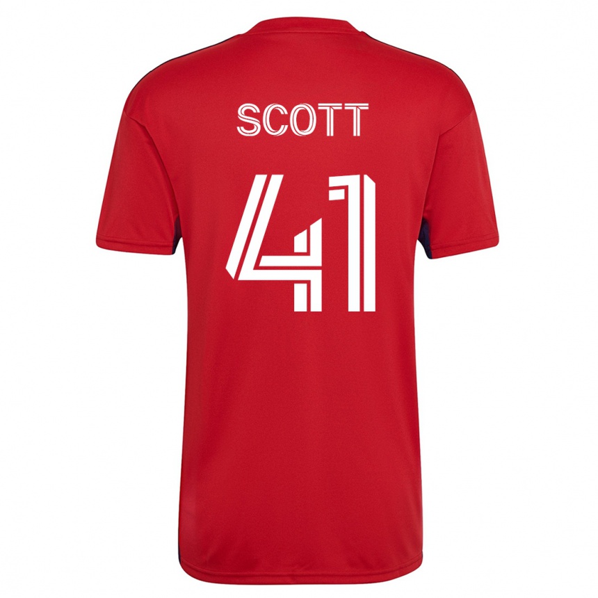 Damen Fußball Tarik Scott #41 Rot Heimtrikot Trikot 2023/24 T-Shirt Luxemburg