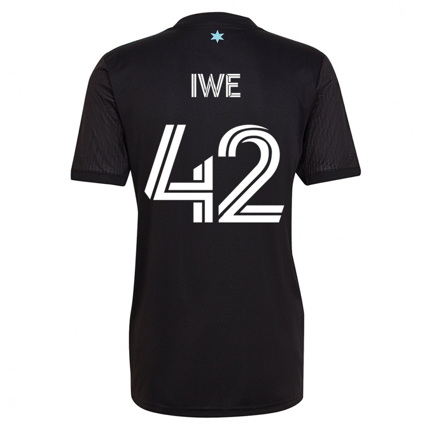 Damen Fußball Emmanuel Iwe #42 Schwarz Heimtrikot Trikot 2023/24 T-Shirt Luxemburg