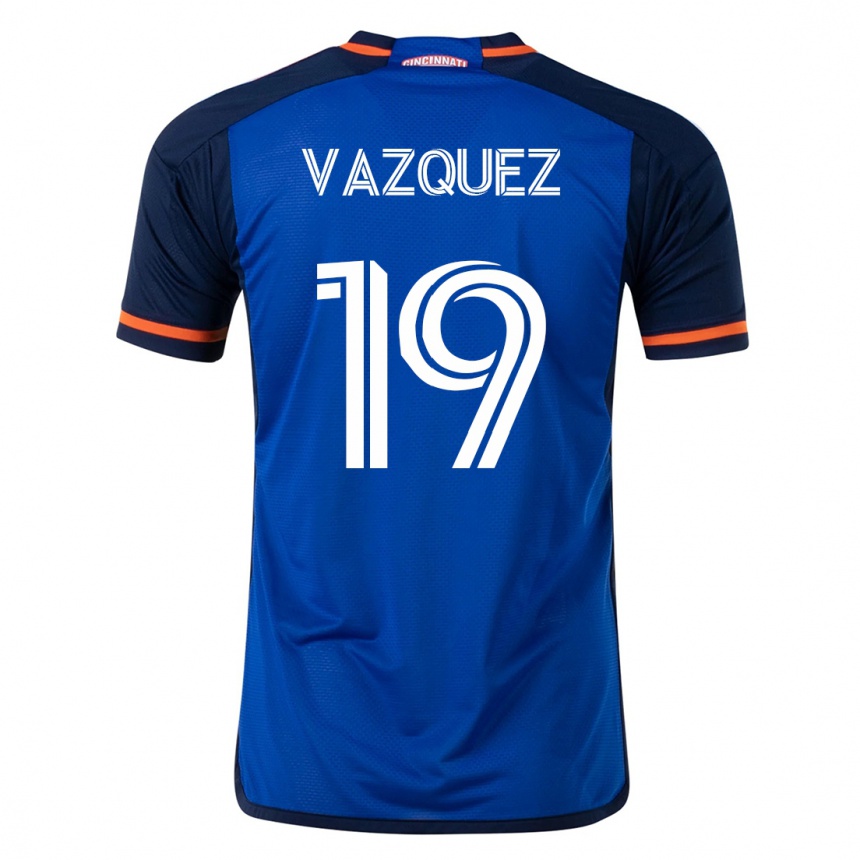 Damen Fußball Brandon Vazquez #19 Blau Heimtrikot Trikot 2023/24 T-Shirt Luxemburg