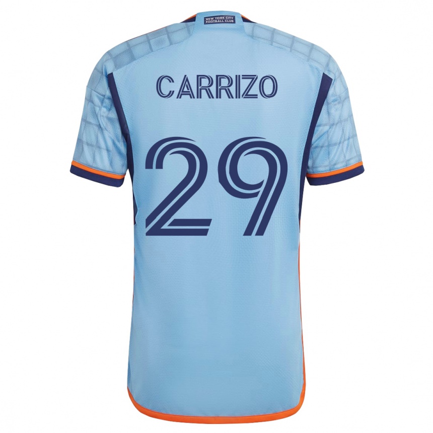 Damen Fußball Máximo Carrizo #29 Blau Heimtrikot Trikot 2023/24 T-Shirt Luxemburg