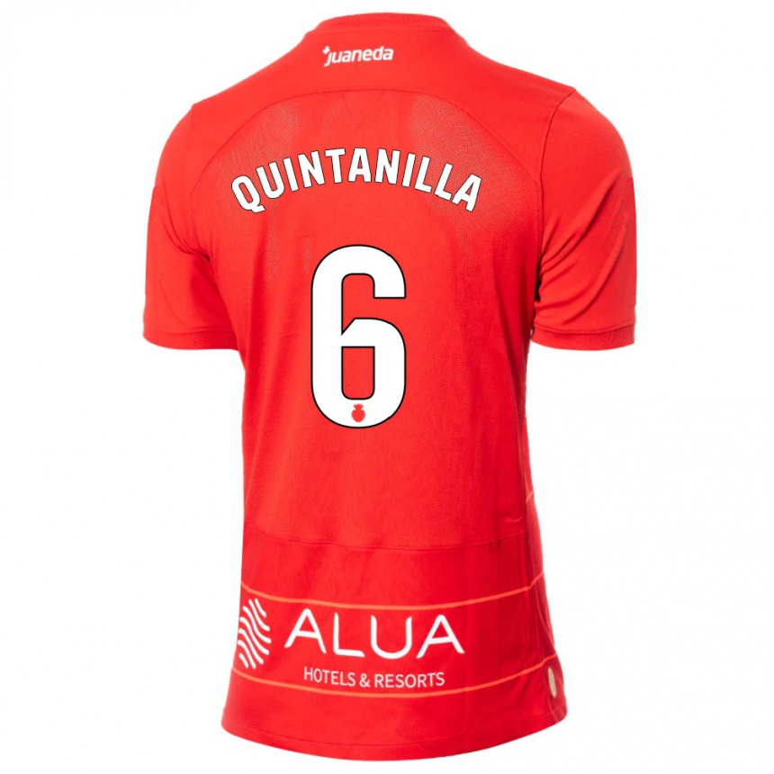 Damen Fußball Rubén Quintanilla #6 Rot Heimtrikot Trikot 2023/24 T-Shirt Luxemburg