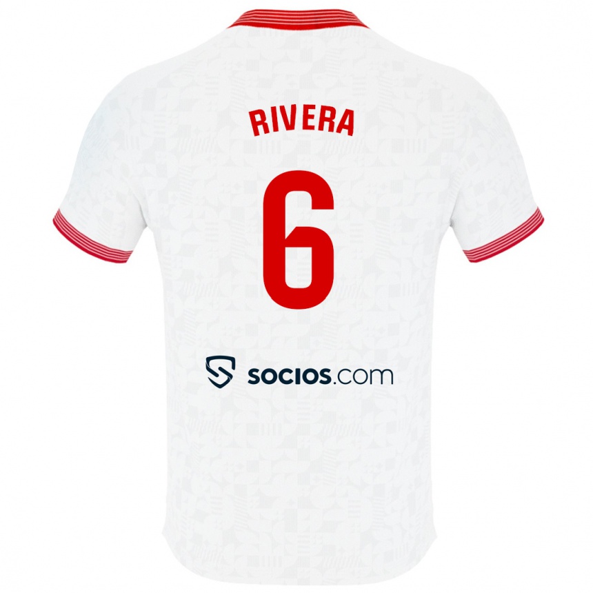 Damen Fußball Pablo Rivera #6 Weiß Heimtrikot Trikot 2023/24 T-Shirt Luxemburg