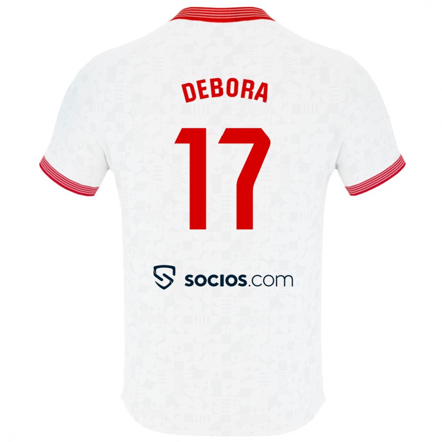 Damen Fußball Débora García Mateo #17 Weiß Heimtrikot Trikot 2023/24 T-Shirt Luxemburg