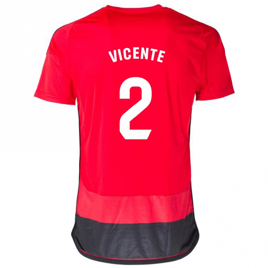 Damen Fußball David Vicente #2 Rot Schwarz Heimtrikot Trikot 2023/24 T-Shirt Luxemburg
