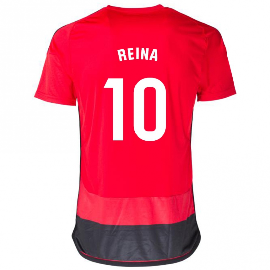 Damen Fußball Alberto Reina #10 Rot Schwarz Heimtrikot Trikot 2023/24 T-Shirt Luxemburg