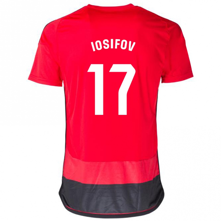 Damen Fußball Nikita Iosifov #17 Rot Schwarz Heimtrikot Trikot 2023/24 T-Shirt Luxemburg
