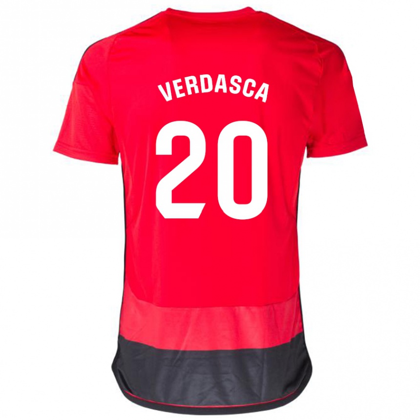 Damen Fußball Diogo Verdasca #20 Rot Schwarz Heimtrikot Trikot 2023/24 T-Shirt Luxemburg