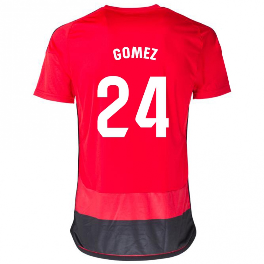 Damen Fußball Jonathan Gómez #24 Rot Schwarz Heimtrikot Trikot 2023/24 T-Shirt Luxemburg