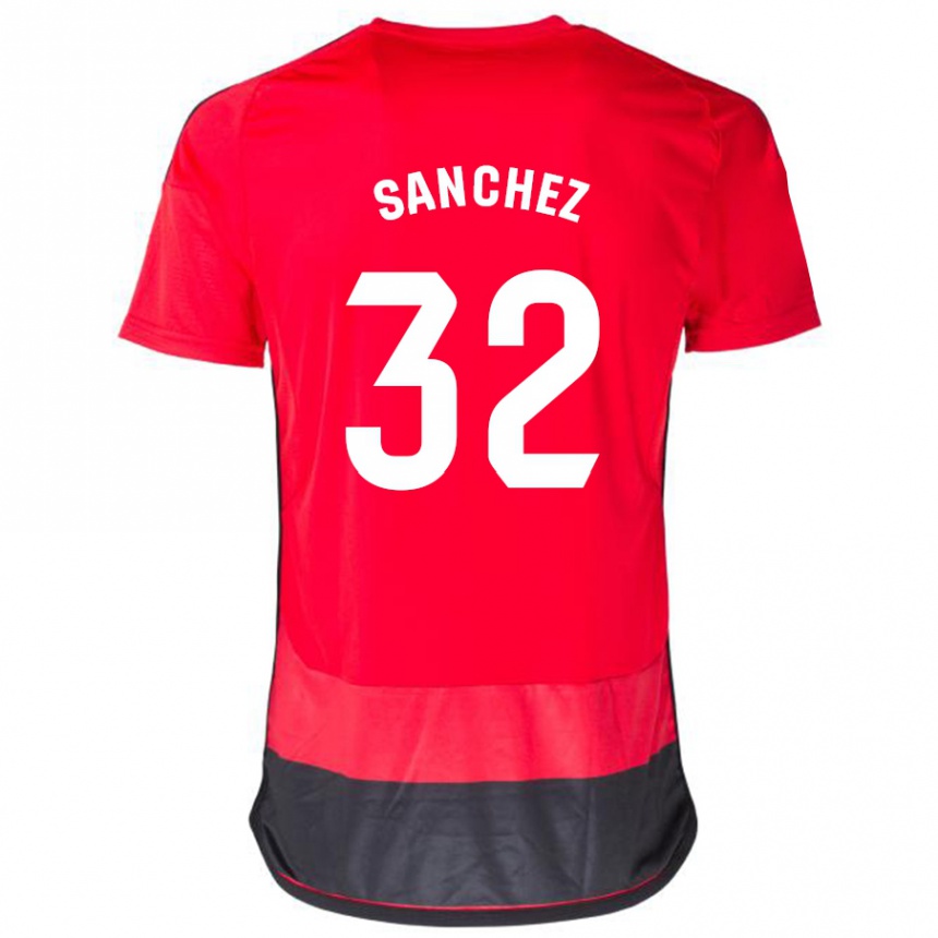 Damen Fußball Rubén Sánchez #32 Rot Schwarz Heimtrikot Trikot 2023/24 T-Shirt Luxemburg