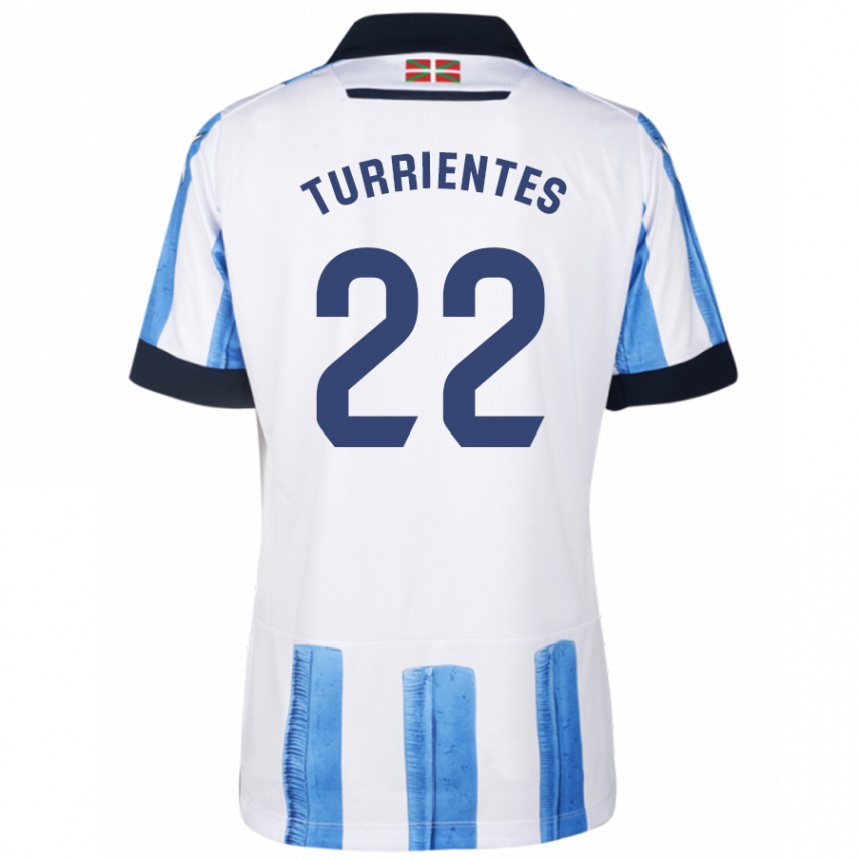 Damen Fußball Beñat Turrientes #22 Blau Weiss Heimtrikot Trikot 2023/24 T-Shirt Luxemburg