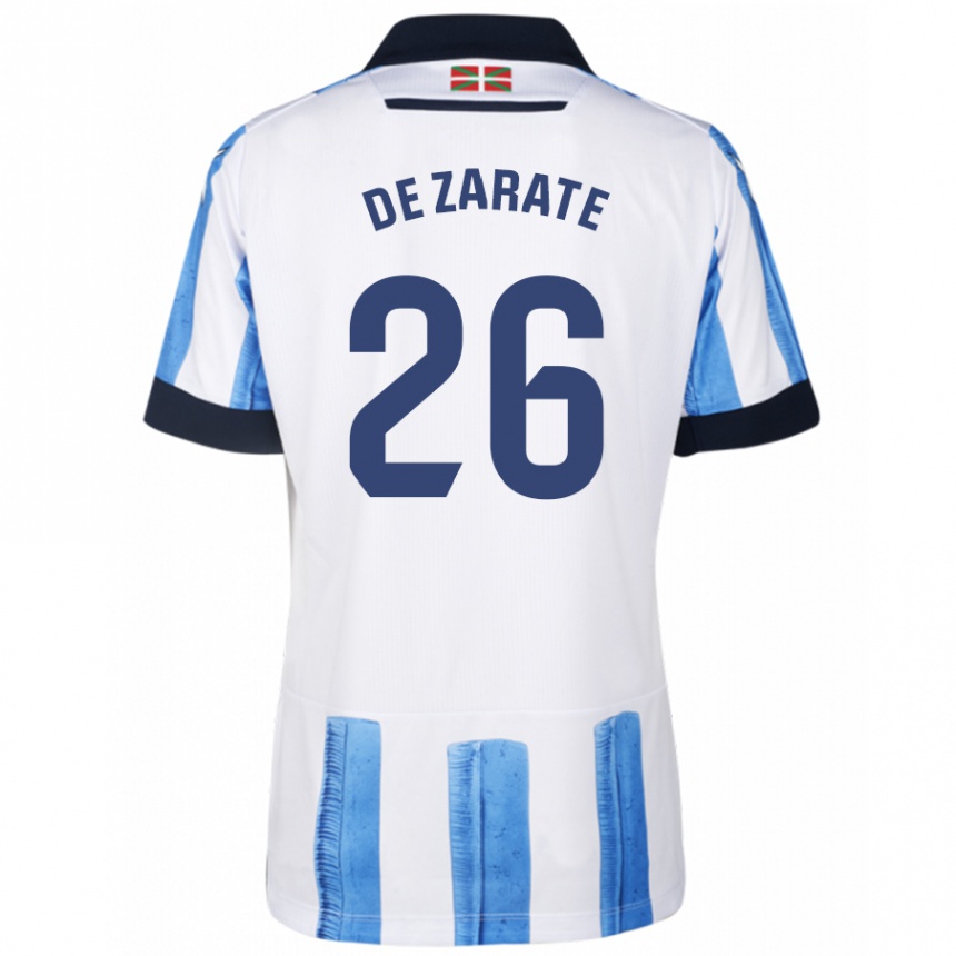 Damen Fußball Urko González De Zarate #26 Blau Weiss Heimtrikot Trikot 2023/24 T-Shirt Luxemburg