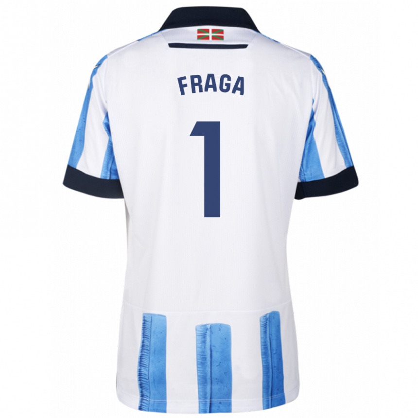 Damen Fußball Aitor Fraga #1 Blau Weiss Heimtrikot Trikot 2023/24 T-Shirt Luxemburg