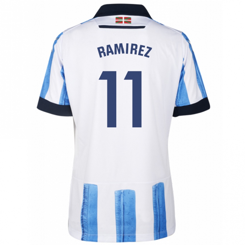 Damen Fußball Darío Ramirez #11 Blau Weiss Heimtrikot Trikot 2023/24 T-Shirt Luxemburg