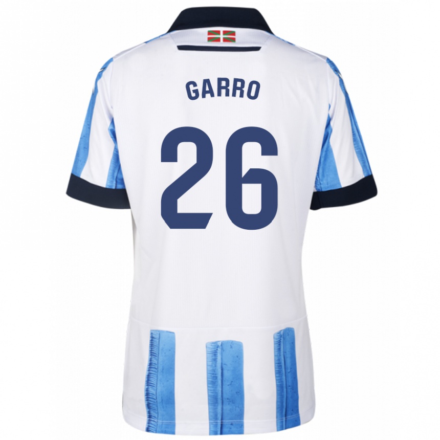 Damen Fußball Jon Garro #26 Blau Weiss Heimtrikot Trikot 2023/24 T-Shirt Luxemburg