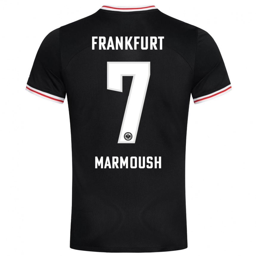 Damen Fußball Omar Marmoush #7 Schwarz Auswärtstrikot Trikot 2023/24 T-Shirt Luxemburg