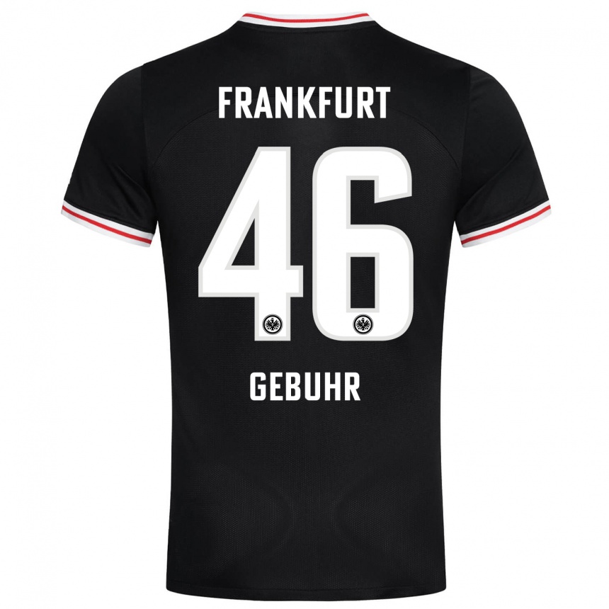 Damen Fußball Dario Gebuhr #46 Schwarz Auswärtstrikot Trikot 2023/24 T-Shirt Luxemburg