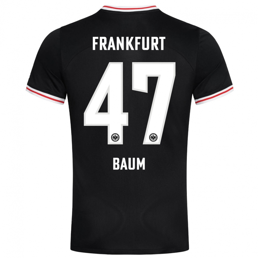 Damen Fußball Elias Baum #47 Schwarz Auswärtstrikot Trikot 2023/24 T-Shirt Luxemburg