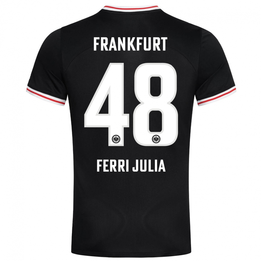 Damen Fußball Nacho Ferri #48 Schwarz Auswärtstrikot Trikot 2023/24 T-Shirt Luxemburg