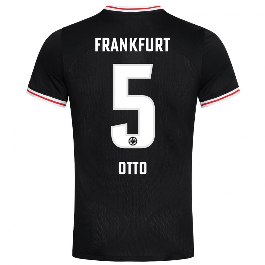 Damen Fußball Fynn Otto #5 Schwarz Auswärtstrikot Trikot 2023/24 T-Shirt Luxemburg