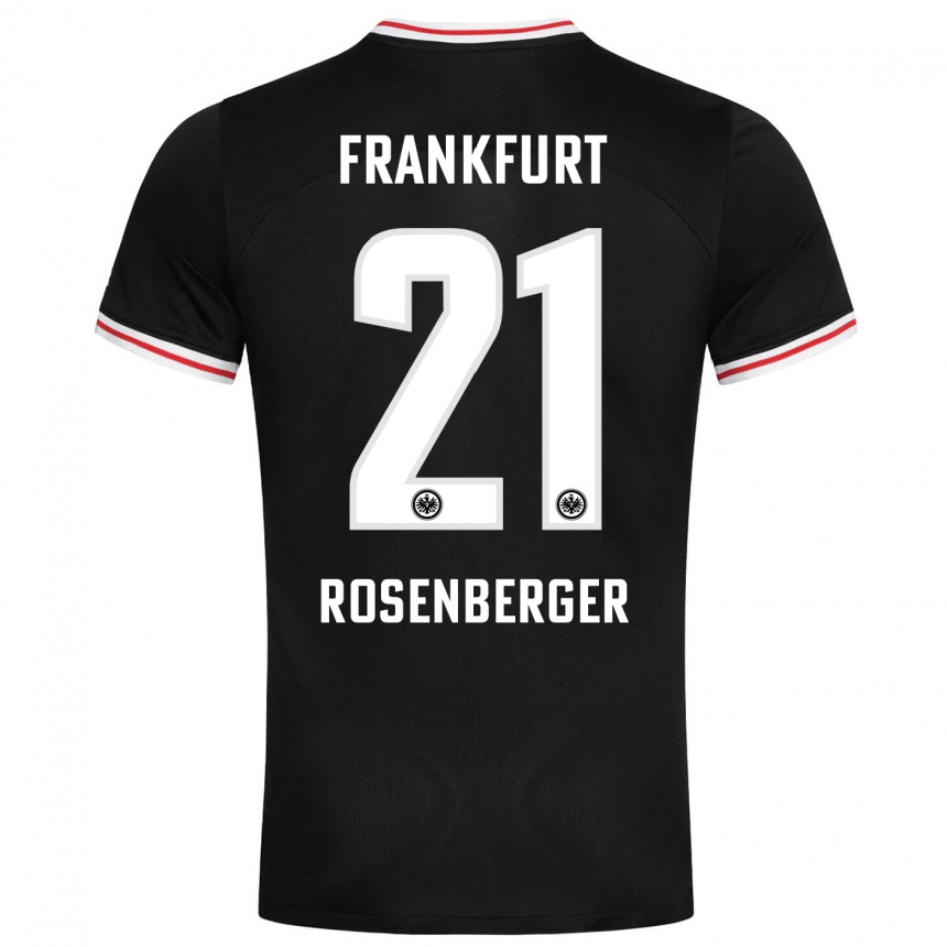 Damen Fußball Robin Rosenberger #21 Schwarz Auswärtstrikot Trikot 2023/24 T-Shirt Luxemburg