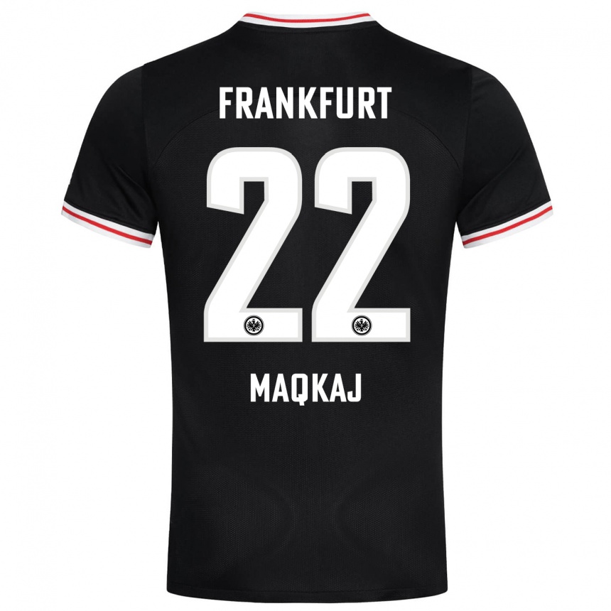 Damen Fußball Dritan Maqkaj #22 Schwarz Auswärtstrikot Trikot 2023/24 T-Shirt Luxemburg