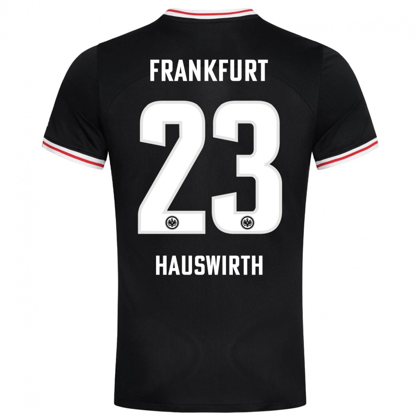 Damen Fußball Max Hauswirth #23 Schwarz Auswärtstrikot Trikot 2023/24 T-Shirt Luxemburg