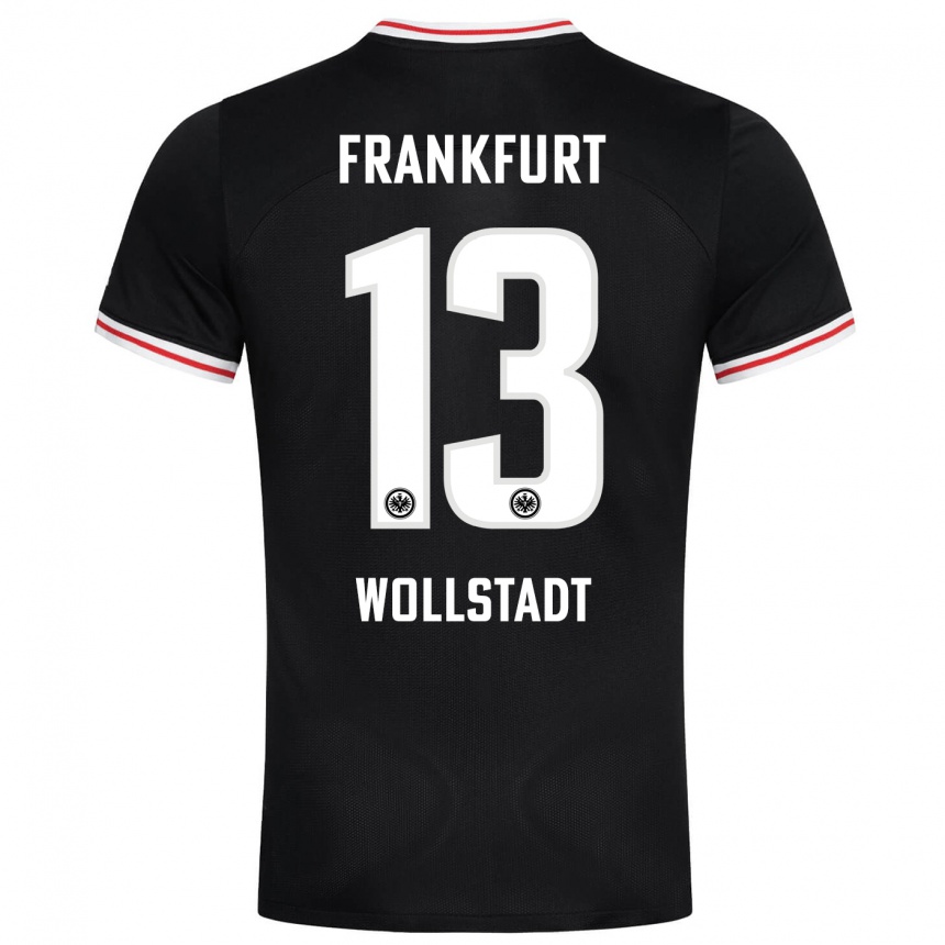 Damen Fußball Fabio Wollstadt #13 Schwarz Auswärtstrikot Trikot 2023/24 T-Shirt Luxemburg