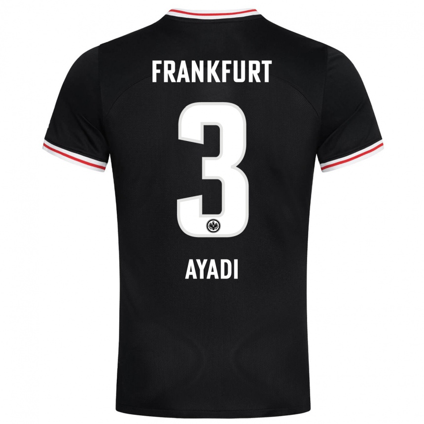 Damen Fußball Akram Ayadi #3 Schwarz Auswärtstrikot Trikot 2023/24 T-Shirt Luxemburg