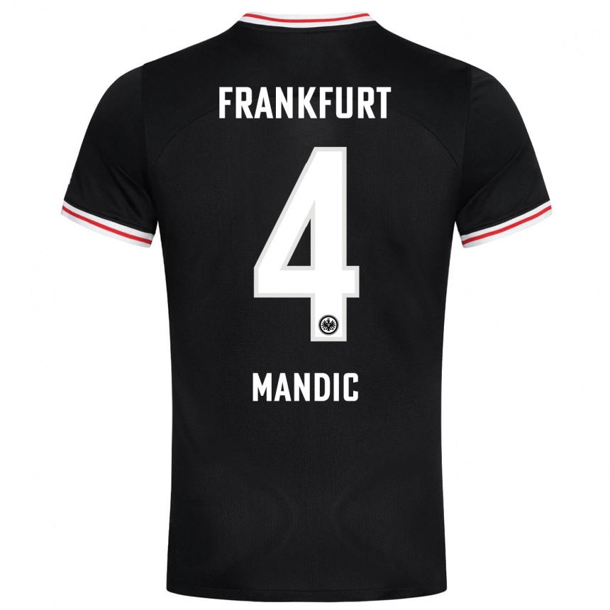 Damen Fußball Kristian Mandic #4 Schwarz Auswärtstrikot Trikot 2023/24 T-Shirt Luxemburg