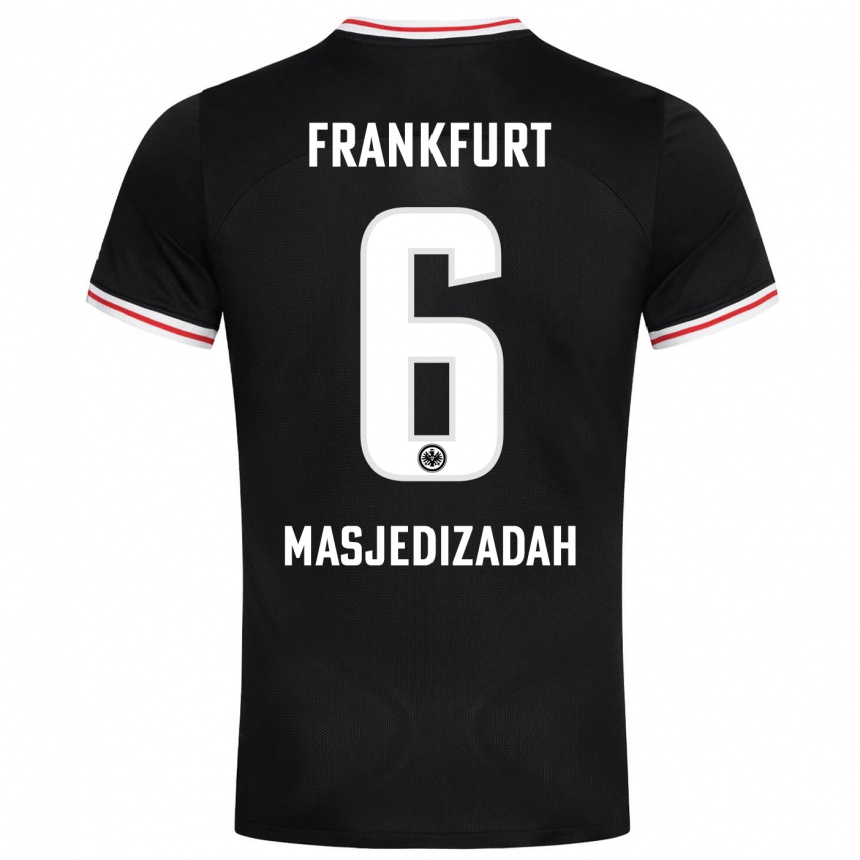 Damen Fußball Abolfazl Masjedizadah #6 Schwarz Auswärtstrikot Trikot 2023/24 T-Shirt Luxemburg