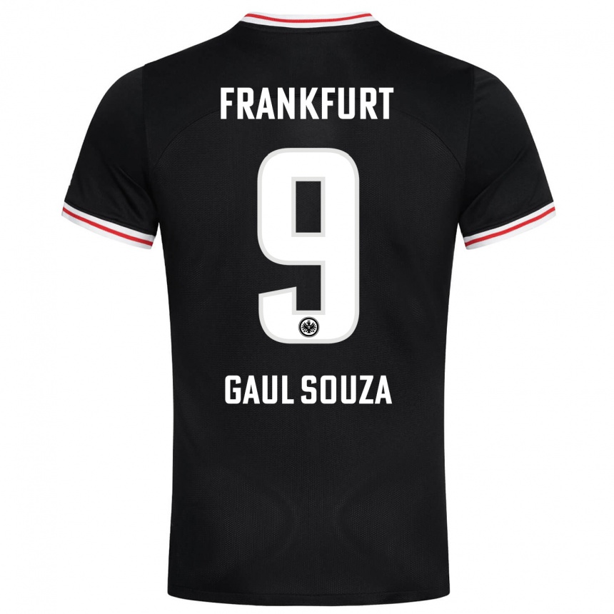 Damen Fußball Alessandro Gaul Souza #9 Schwarz Auswärtstrikot Trikot 2023/24 T-Shirt Luxemburg