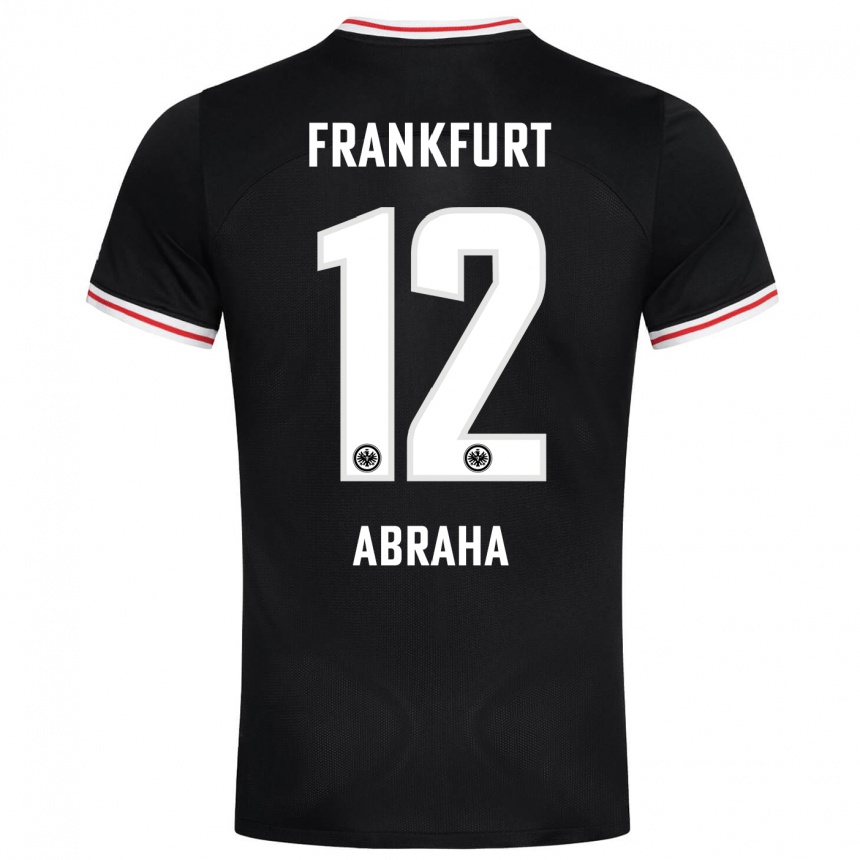 Damen Fußball Natnael Abraha #12 Schwarz Auswärtstrikot Trikot 2023/24 T-Shirt Luxemburg